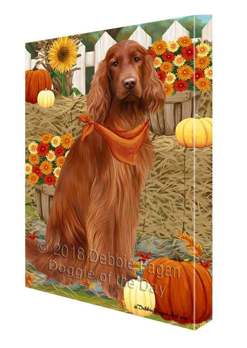 Fall Autumn Greeting Irish Setter Dog with Pumpkins Canvas Print Wall Art Décor CVS87803