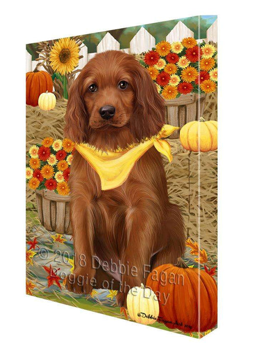 Fall Autumn Greeting Irish Setter Dog with Pumpkins Canvas Print Wall Art Décor CVS87812