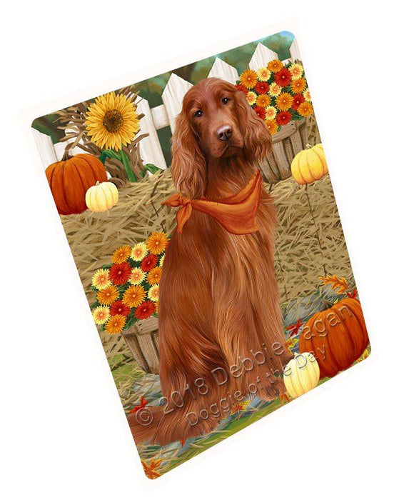 Fall Autumn Greeting Irish Setter Dog with Pumpkins Large Refrigerator / Dishwasher Magnet RMAG74190