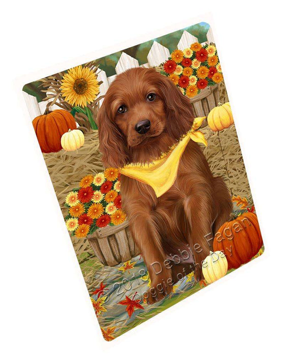 Fall Autumn Greeting Irish Setter Dog with Pumpkins Large Refrigerator / Dishwasher Magnet RMAG74196