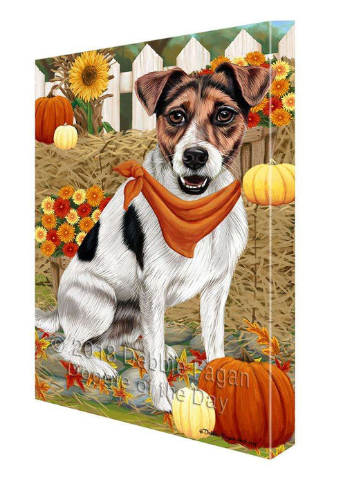 Fall Autumn Greeting Jack Russell Terrier Dog with Pumpkins Canvas Print Wall Art Décor CVS73115