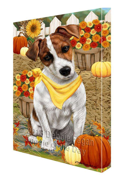 Fall Autumn Greeting Jack Russell Terrier Dog with Pumpkins Canvas Print Wall Art Décor CVS73124