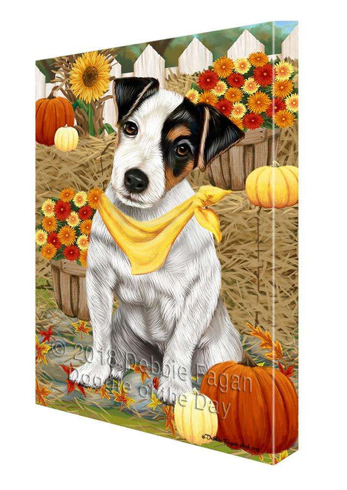 Fall Autumn Greeting Jack Russell Terrier Dog with Pumpkins Canvas Print Wall Art Décor CVS73133