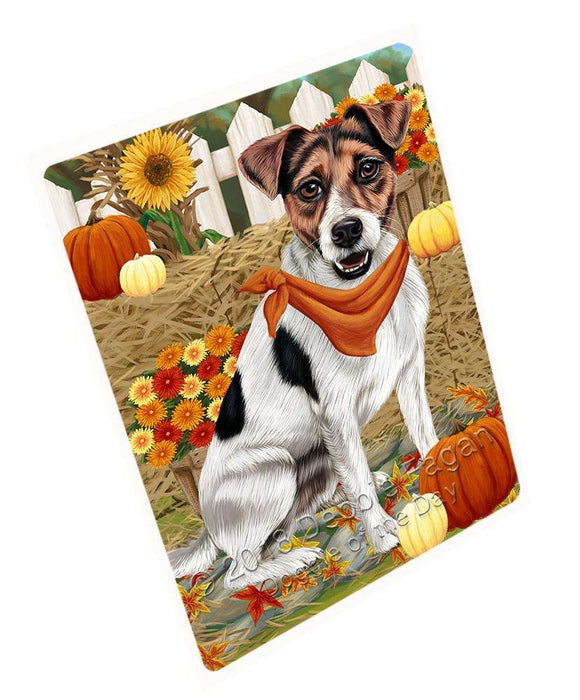 Fall Autumn Greeting Jack Russell Terrier Dog with Pumpkins Cutting Board C56322