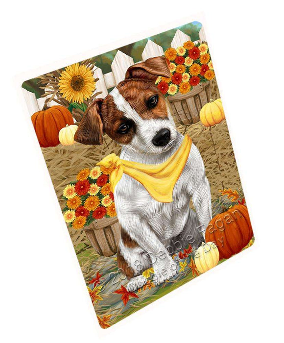 Fall Autumn Greeting Jack Russell Terrier Dog with Pumpkins Cutting Board C56325