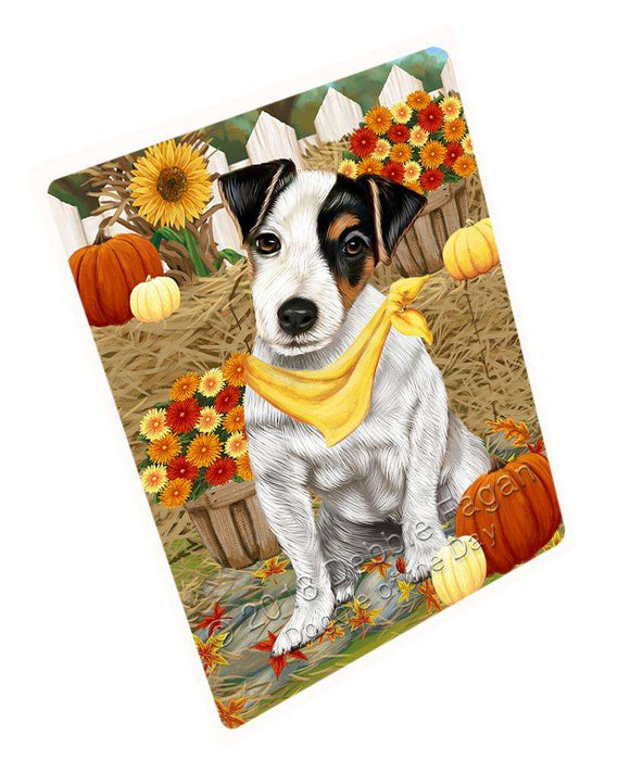 Fall Autumn Greeting Jack Russell Terrier Dog with Pumpkins Cutting Board C56328
