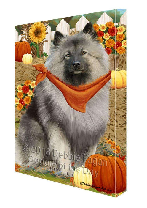 Fall Autumn Greeting Keeshond Dog with Pumpkins Canvas Print Wall Art Décor CVS87821