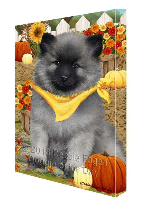 Fall Autumn Greeting Keeshond Dog with Pumpkins Canvas Print Wall Art Décor CVS87830