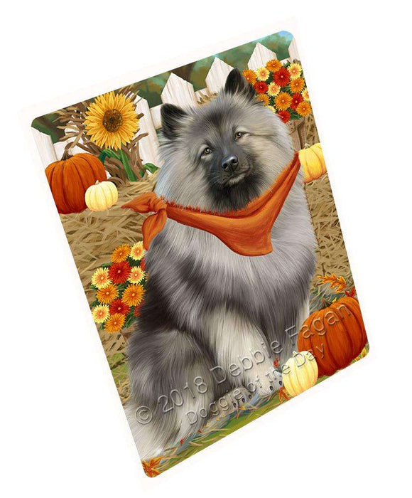 Fall Autumn Greeting Keeshond Dog with Pumpkins Cutting Board C61101