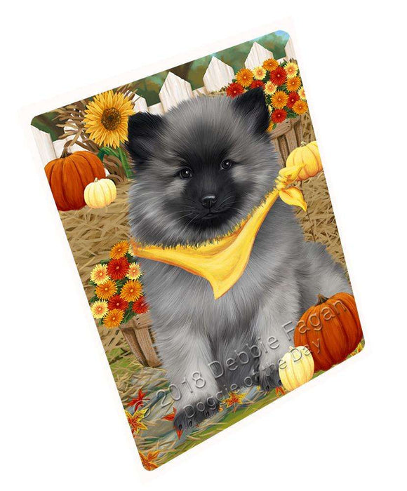 Fall Autumn Greeting Keeshond Dog with Pumpkins Cutting Board C61104