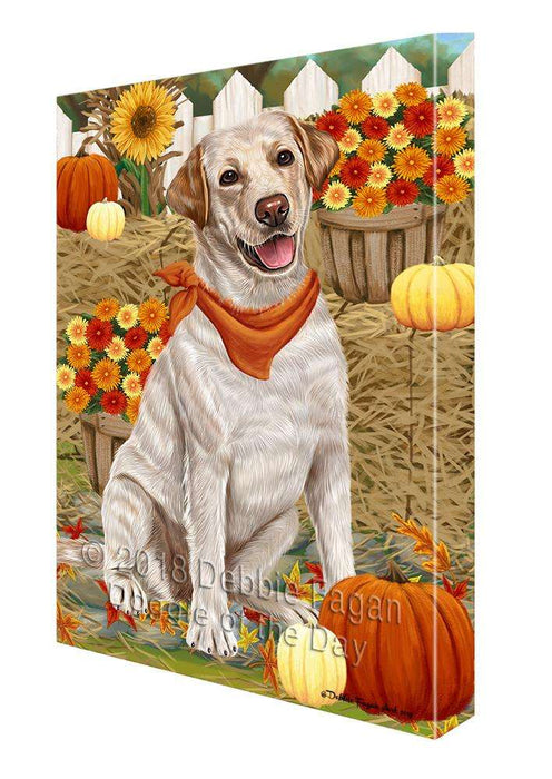 Fall Autumn Greeting Labrador Retriever Dog with Pumpkins Canvas Print Wall Art Décor CVS73142