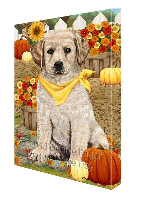 Fall Autumn Greeting Labrador Retriever Dog with Pumpkins Canvas Print Wall Art Décor CVS73160
