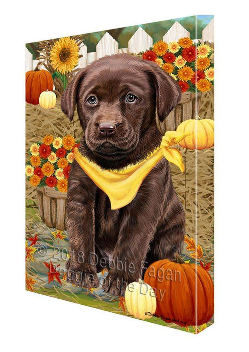 Fall Autumn Greeting Labrador Retriever Dog with Pumpkins Canvas Print Wall Art Décor CVS73169