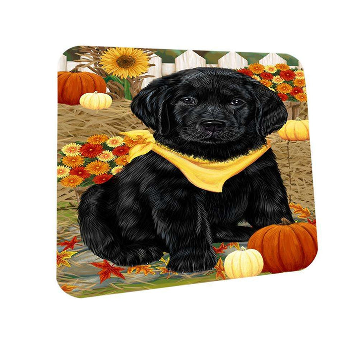 Fall Autumn Greeting Labrador Retriever Dog with Pumpkins Coasters Set of 4 CST50717