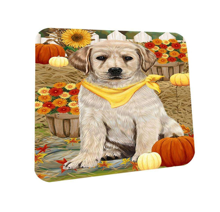 Fall Autumn Greeting Labrador Retriever Dog with Pumpkins Coasters Set of 4 CST50718