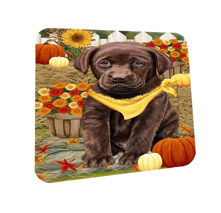Fall Autumn Greeting Labrador Retriever Dog with Pumpkins Coasters Set of 4 CST50719