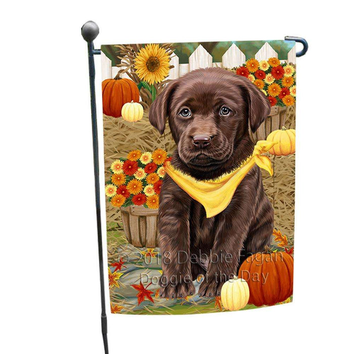 Fall Autumn Greeting Labrador Retriever Dog with Pumpkins Garden Flag GFLG0653