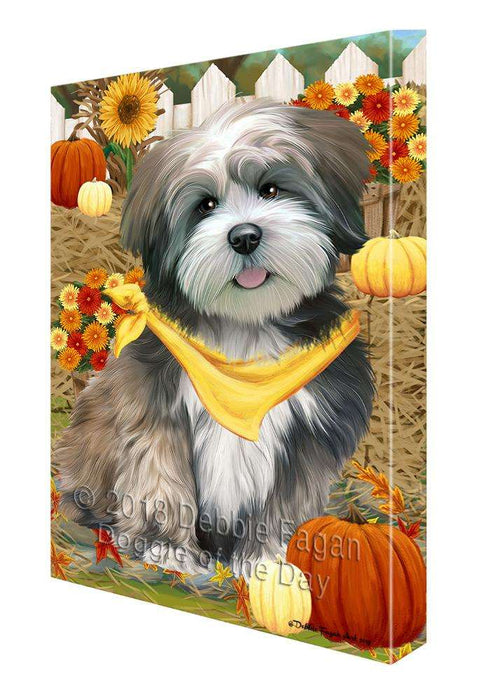 Fall Autumn Greeting Lhasa Apso Dog with Pumpkins Canvas Print Wall Art Décor CVS73205