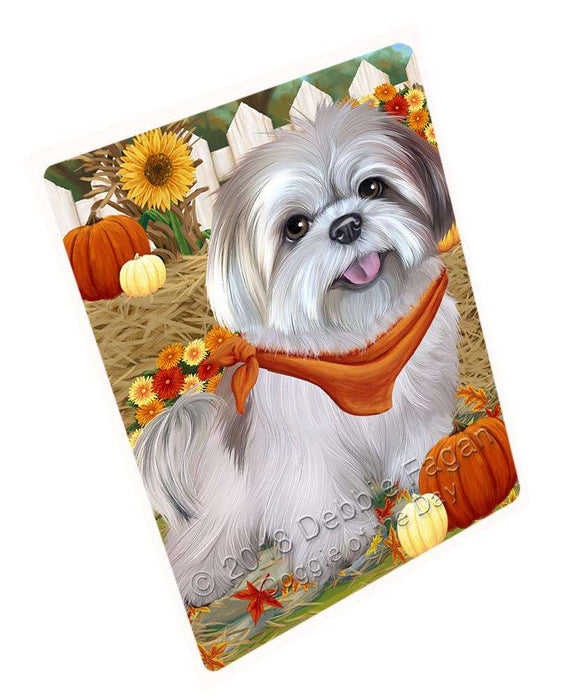 Fall Autumn Greeting Lhasa Apso Dog with Pumpkins Cutting Board C56343