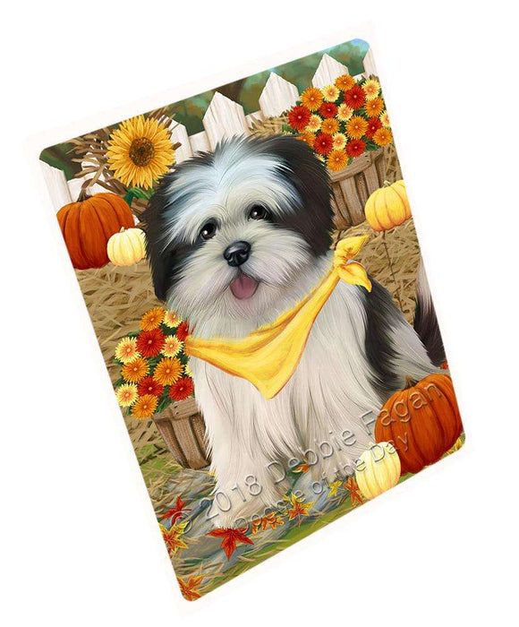 Fall Autumn Greeting Lhasa Apso Dog with Pumpkins Cutting Board C56346