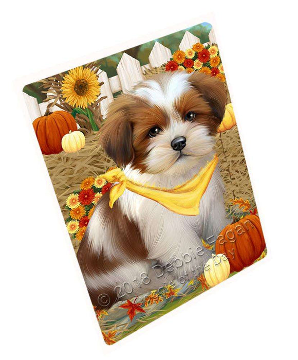Fall Autumn Greeting Lhasa Apso Dog with Pumpkins Cutting Board C56349
