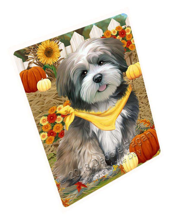 Fall Autumn Greeting Lhasa Apso Dog with Pumpkins Cutting Board C56352