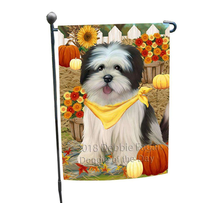 Fall Autumn Greeting Lhasa Apso Dog with Pumpkins Garden Flag GFLG0655