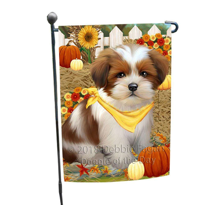 Fall Autumn Greeting Lhasa Apso Dog with Pumpkins Garden Flag GFLG0656