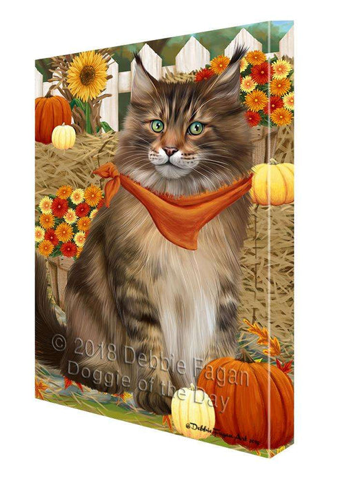 Fall Autumn Greeting Maine Coon Cat with Pumpkins Canvas Print Wall Art Décor CVS87839