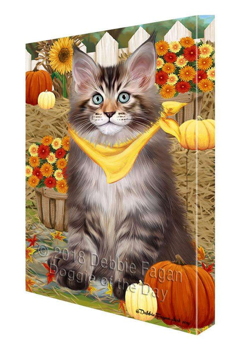 Fall Autumn Greeting Maine Coon Cat with Pumpkins Canvas Print Wall Art Décor CVS87848