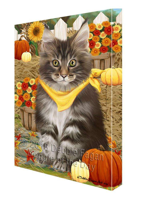 Fall Autumn Greeting Maine Coon Cat with Pumpkins Canvas Print Wall Art Décor CVS87857