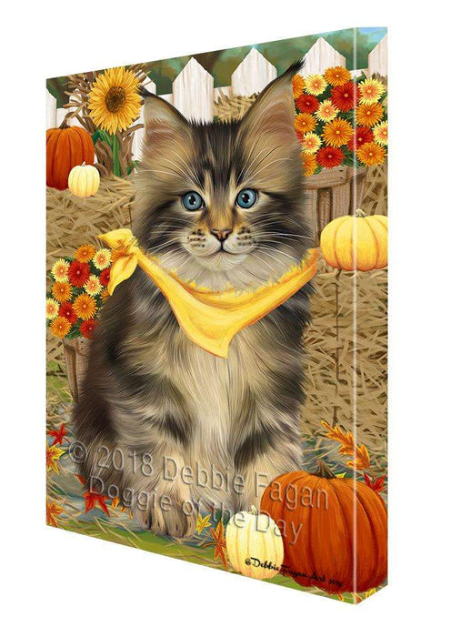 Fall Autumn Greeting Maine Coon Cat with Pumpkins Canvas Print Wall Art Décor CVS87866