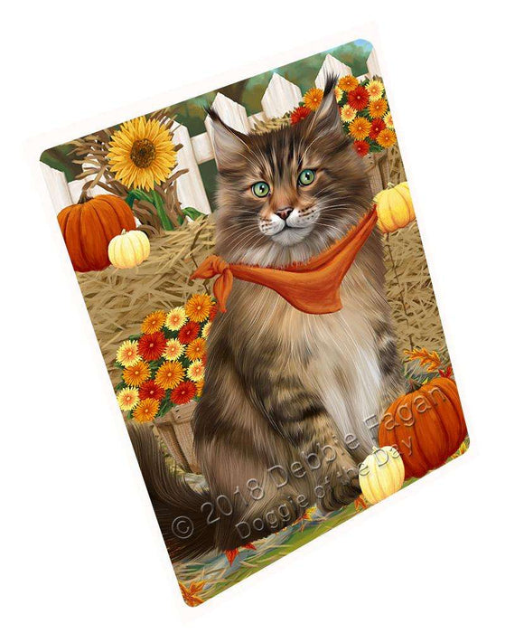 Fall Autumn Greeting Maine Coon Cat with Pumpkins Large Refrigerator / Dishwasher Magnet RMAG74214