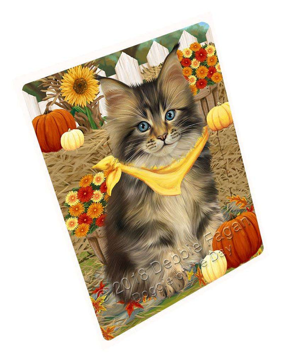 Fall Autumn Greeting Maine Coon Cat with Pumpkins Large Refrigerator / Dishwasher Magnet RMAG74232