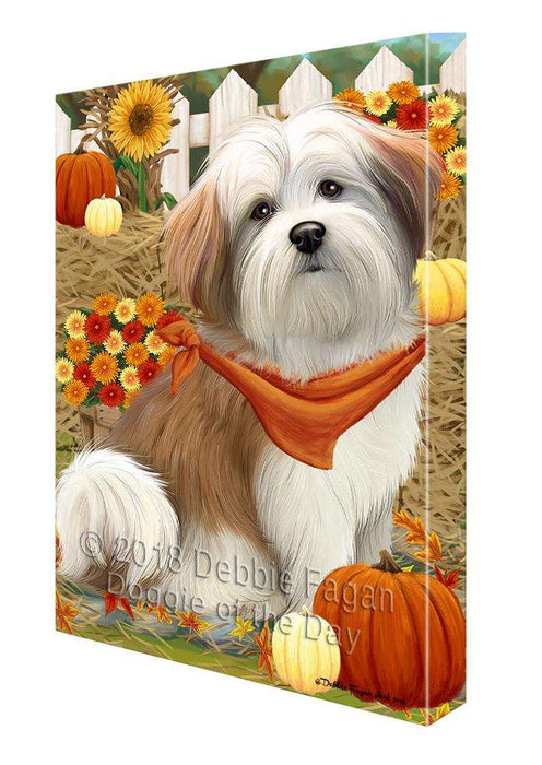Fall Autumn Greeting Malti Tzu Dog with Pumpkins Canvas Print Wall Art Décor CVS73241
