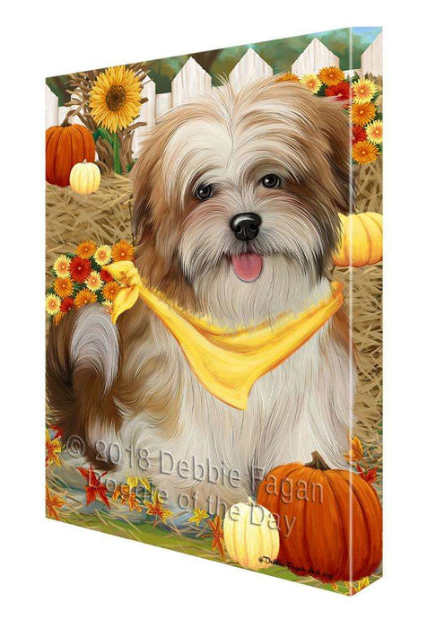 Fall Autumn Greeting Malti Tzu Dog with Pumpkins Canvas Print Wall Art Décor CVS73268