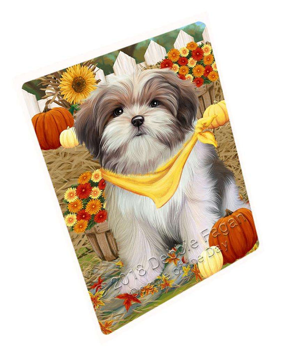 Fall Autumn Greeting Malti Tzu Dog with Pumpkins Cutting Board C56367