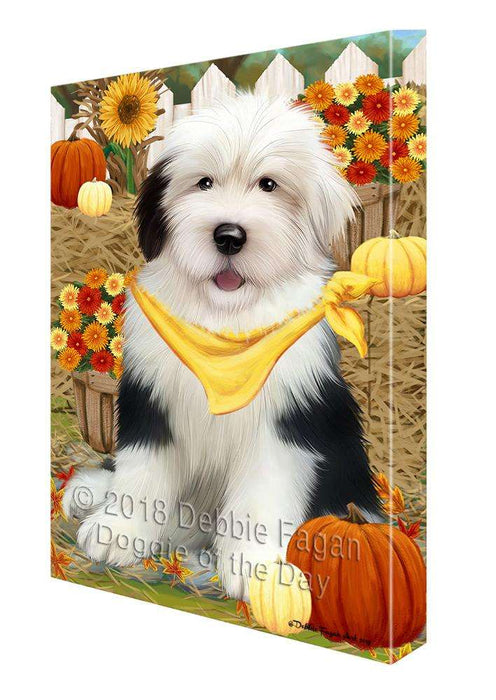 Fall Autumn Greeting Old English Sheepdog with Pumpkins Canvas Print Wall Art Décor CVS73295
