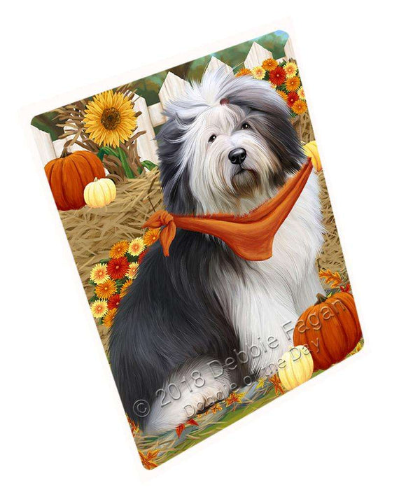 Fall Autumn Greeting Old English Sheepdog with Pumpkins Cutting Board C56379