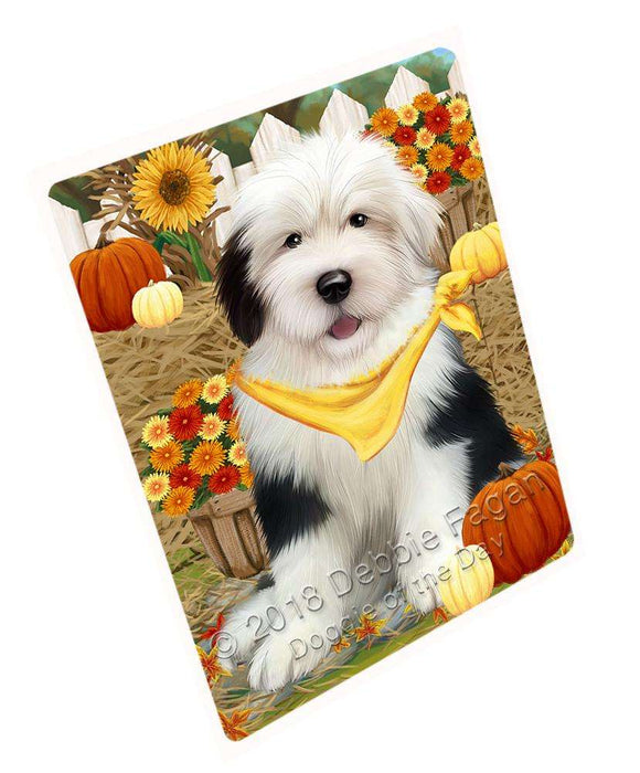 Fall Autumn Greeting Old English Sheepdog with Pumpkins Cutting Board C56382