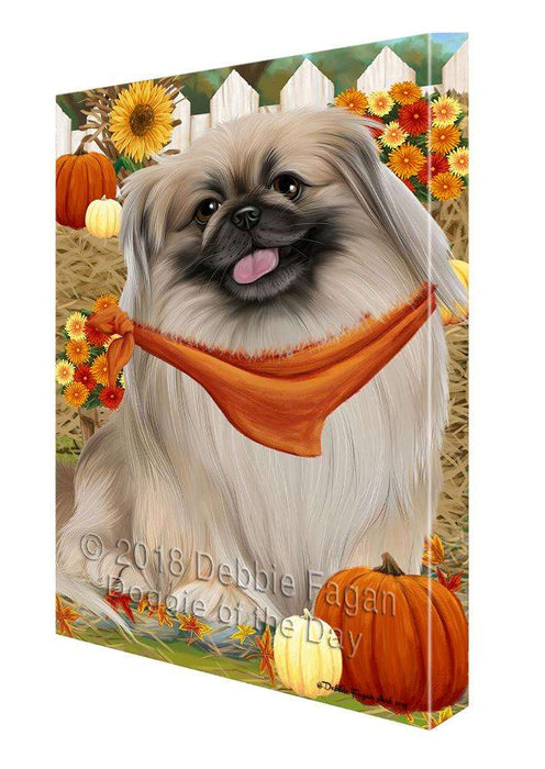 Fall Autumn Greeting Pekingese Dog with Pumpkins Canvas Print Wall Art Décor CVS73304