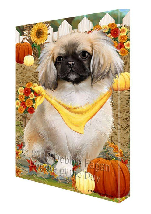 Fall Autumn Greeting Pekingese Dog with Pumpkins Canvas Print Wall Art Décor CVS73313