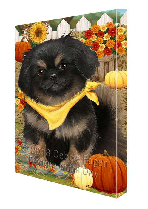 Fall Autumn Greeting Pekingese Dog with Pumpkins Canvas Print Wall Art Décor CVS73322