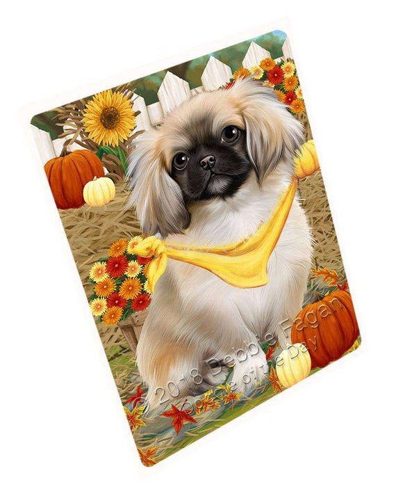 Fall Autumn Greeting Pekingese Dog with Pumpkins Cutting Board C56388