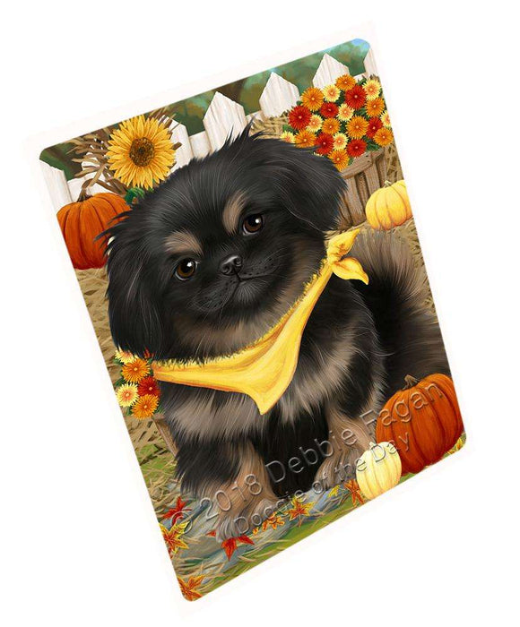 Fall Autumn Greeting Pekingese Dog with Pumpkins Cutting Board C56391