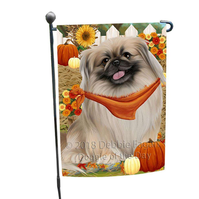 Fall Autumn Greeting Pekingese Dog with Pumpkins Garden Flag GFLG0668