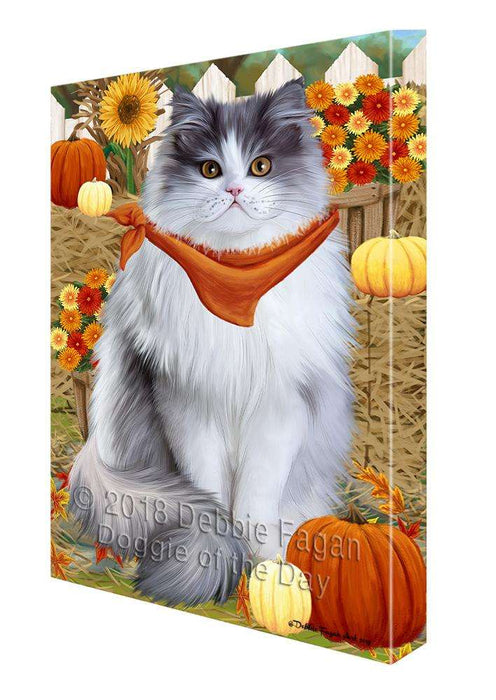 Fall Autumn Greeting Persian Cat with Pumpkins Canvas Print Wall Art Décor CVS73574