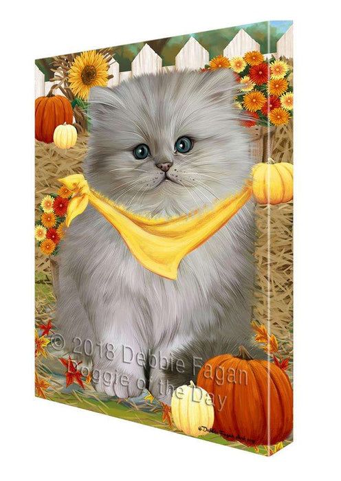 Fall Autumn Greeting Persian Cat with Pumpkins Canvas Print Wall Art Décor CVS73601