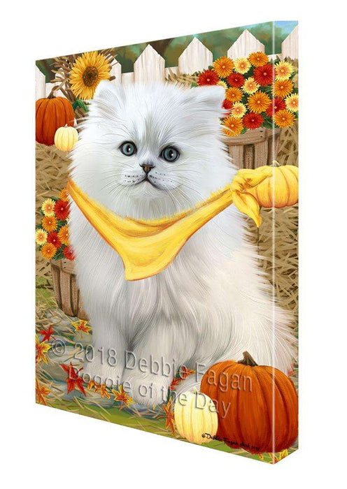 Fall Autumn Greeting Persian Cat with Pumpkins Canvas Print Wall Art Décor CVS73610