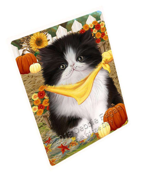 Fall Autumn Greeting Persian Cat with Pumpkins Cutting Board C56478